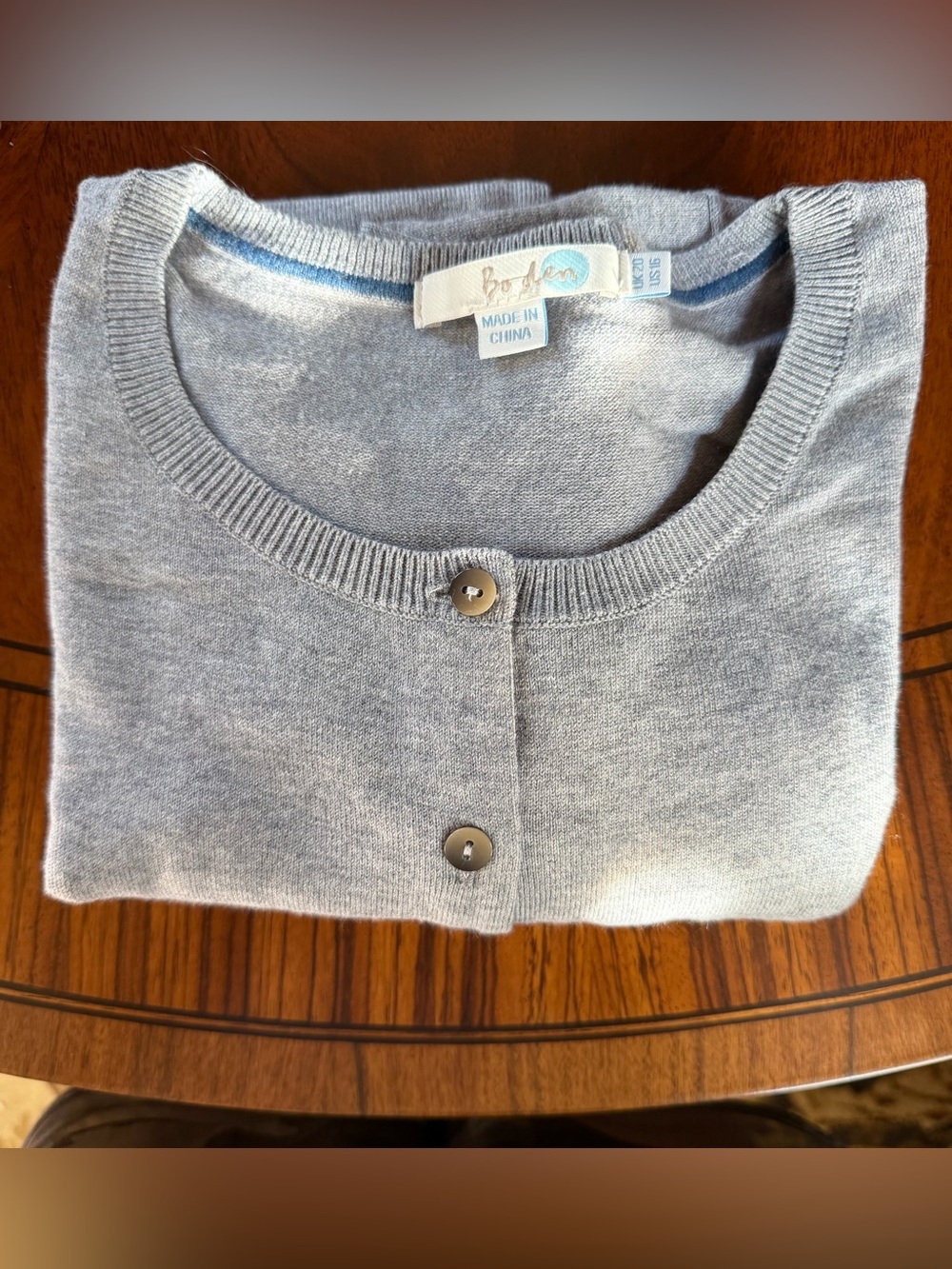 Boden Light Gray Crewneck Cardigan – Classic Minimalist Knit – US 16